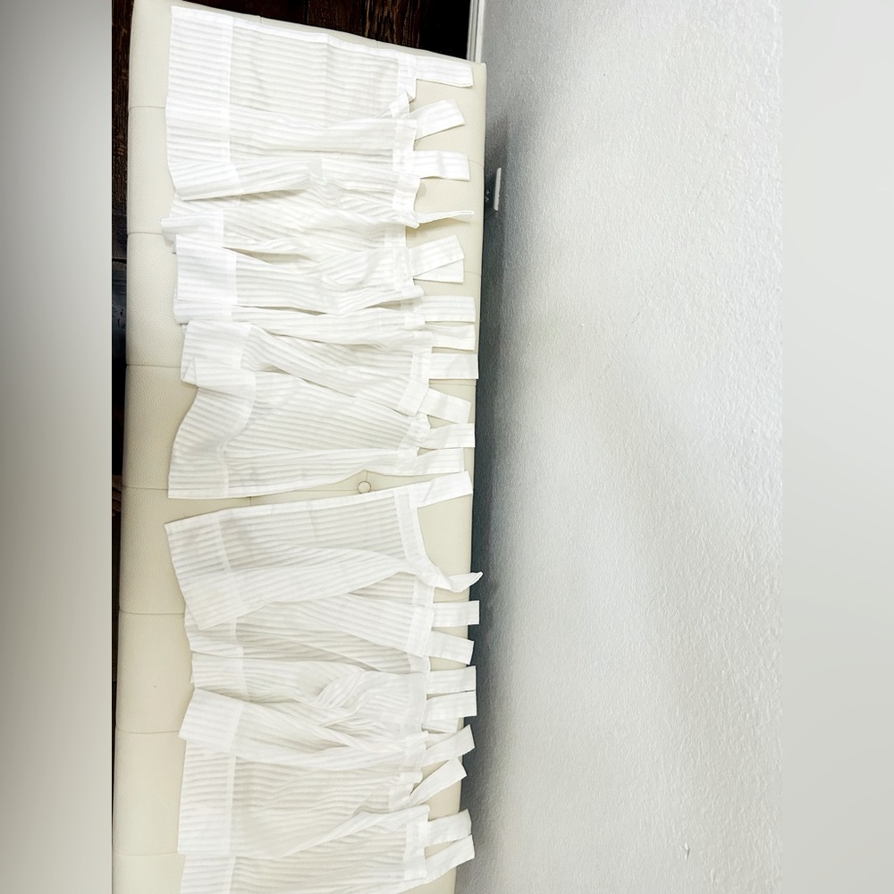 Set of 2 White Short Curtain | Semi Sheer Curtain for Kitchen